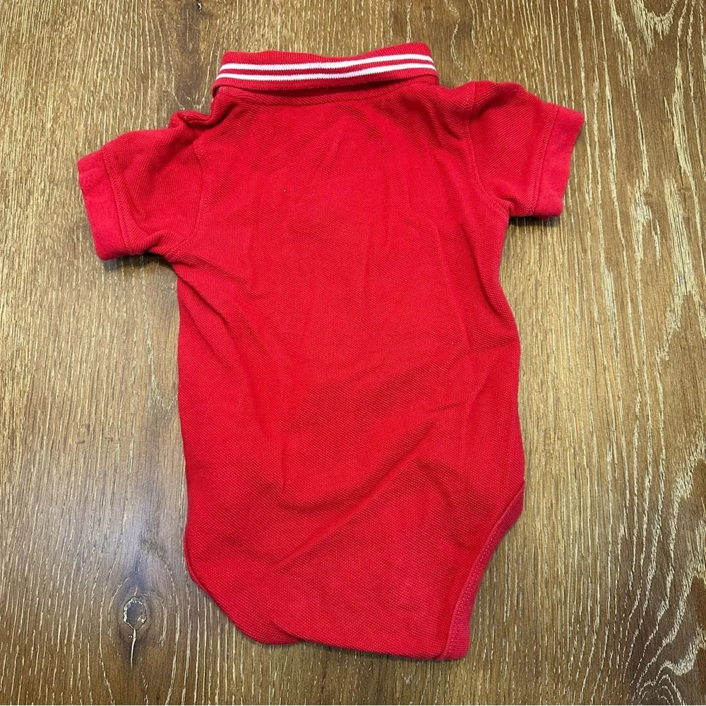 Vintage OshKosh Bgosh Red Polo Bodysuit‎ and Plaid Shortalls 12M